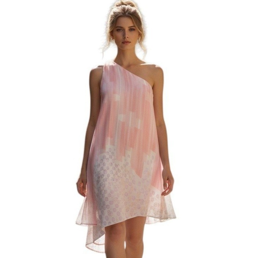 Anthropologie Maeve 100%Silk Asymmetrical Women size 10 One Shoulder Party Dress